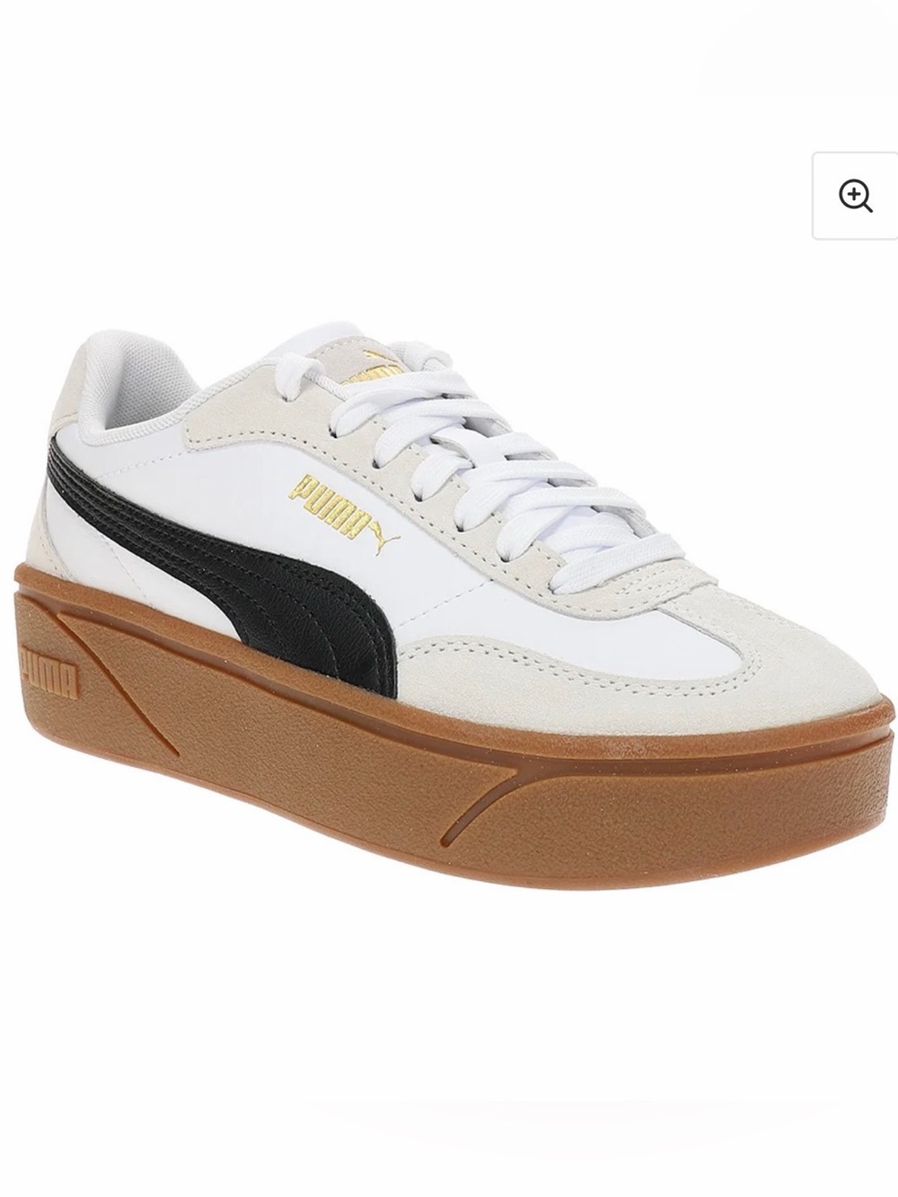 Puma White Black Low-Top Platform Sneakers with Gum Sole - Picture 2 of 13